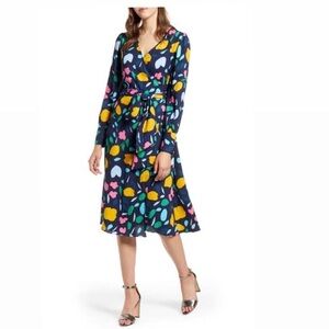 HALOGEN‎ FLORAL WRAP MIDI DRESS